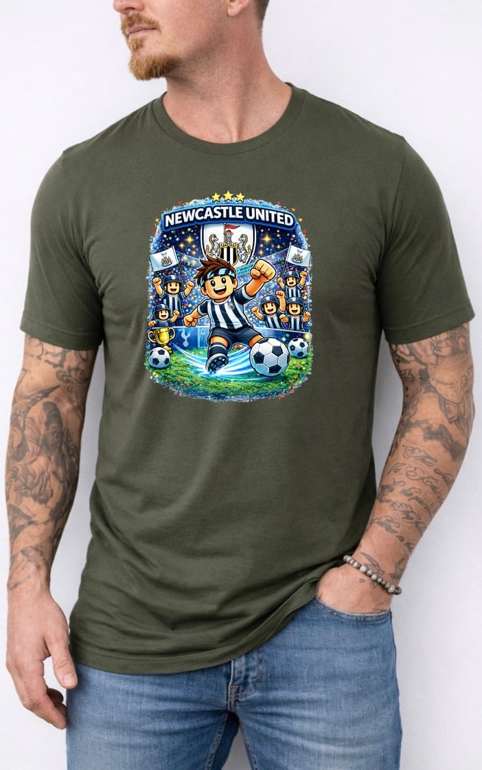 Newcastle United Football Fan Graphic T-Shirt – Cartoon Soccer Supporter Unisex Tee - Match Day Shirt
