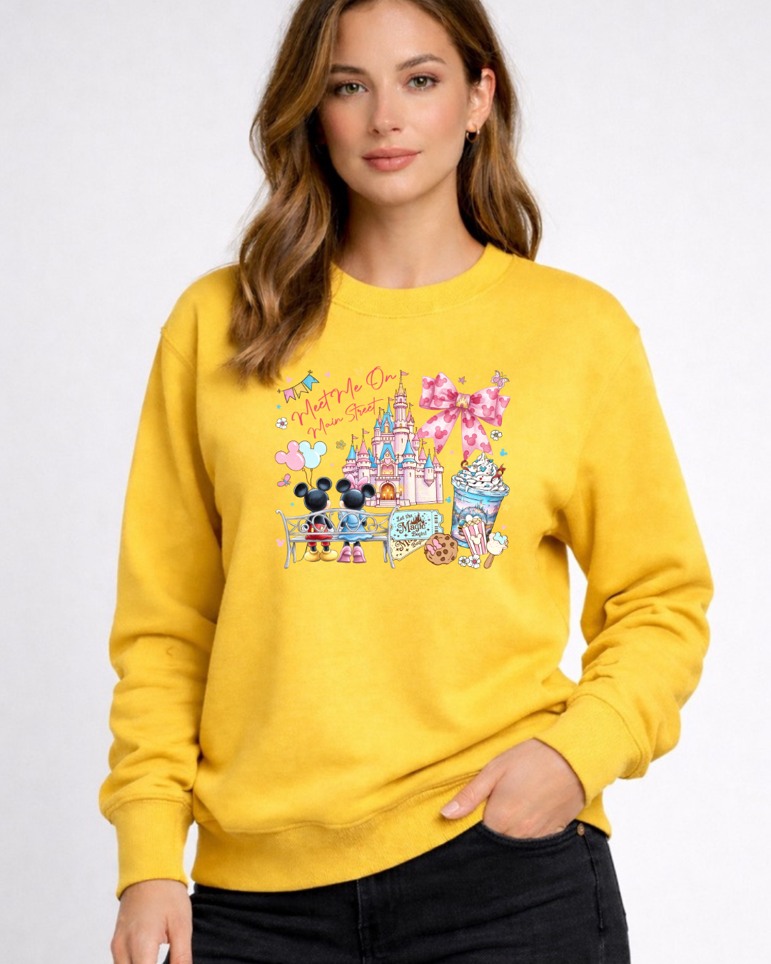 Meet Me On Main Street Disney Sweatshirt – Cozy Graphic Crewneck, Unisex Disney Style Jumper