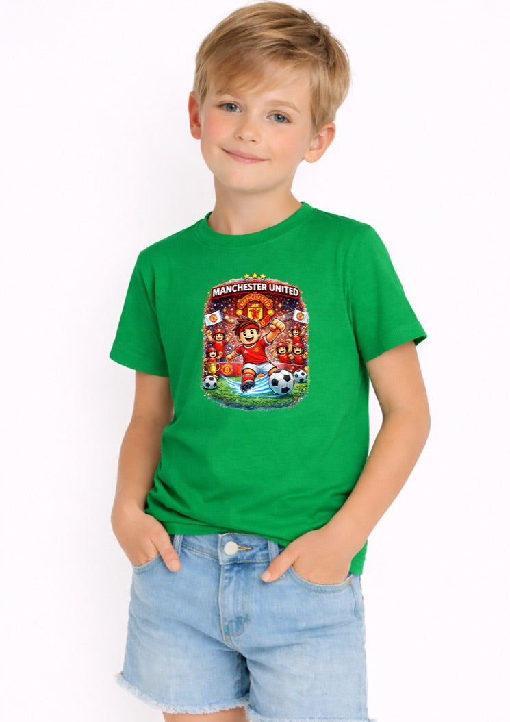 Manchester Football Kids T-Shirt – Red Soccer Fan Graphic Tee for Boys