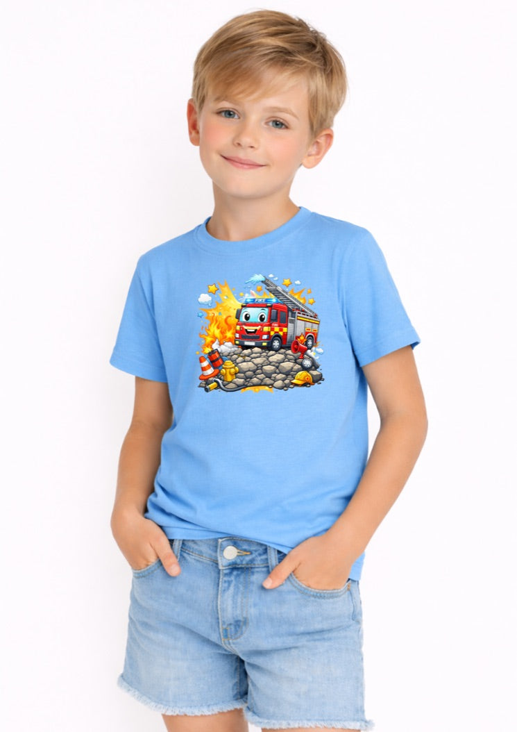 Fire Truck Kids T-Shirt – Cute Fire Engine Graphic Tee for Boys