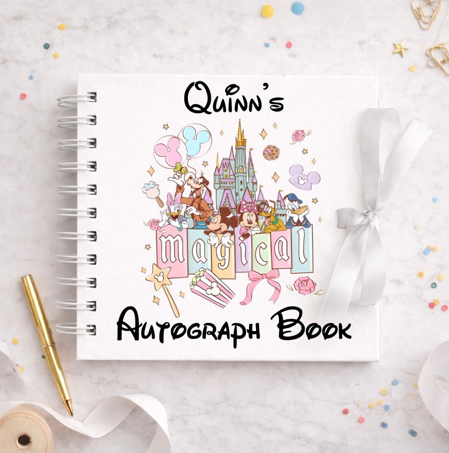 Personalised Magical Disney Autograph Book, Personalised Disney World Trip, Gift For Disney Trip, Disney World Autograph Book