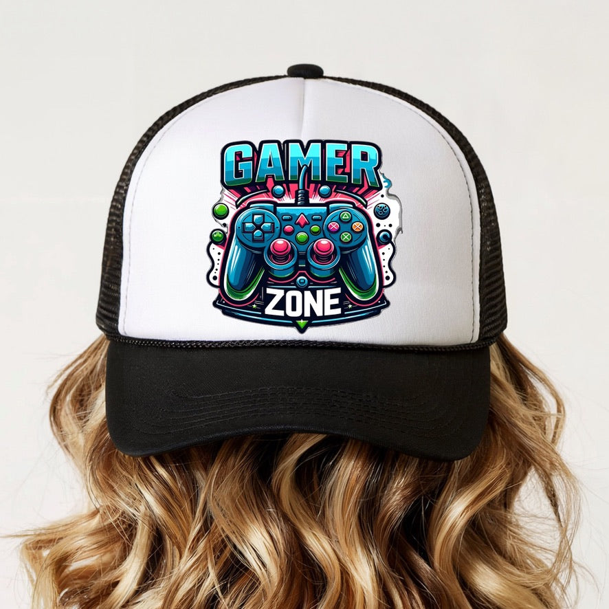 Kids Gamer Zone Trucker Cap | Gaming Snapback Hat | Video Game Mesh Baseball Cap for Boys & Girls | Adjustable Kids Cap