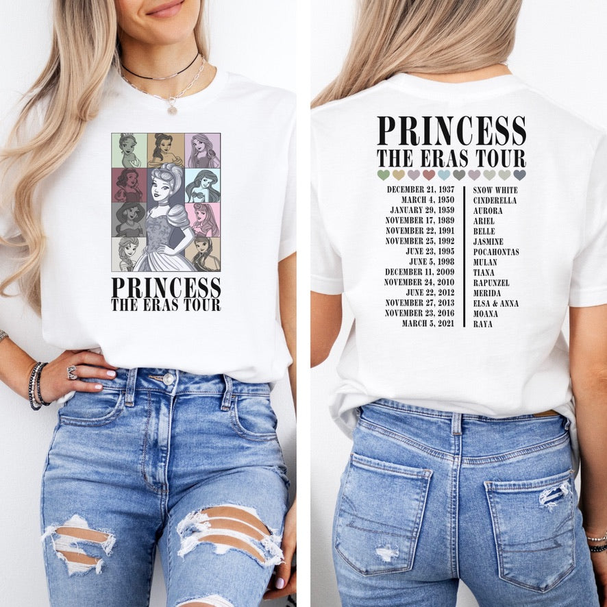 Princess Eras Tour Front & Back Graphic T-Shirt – Fairytale Character Tribute Tee