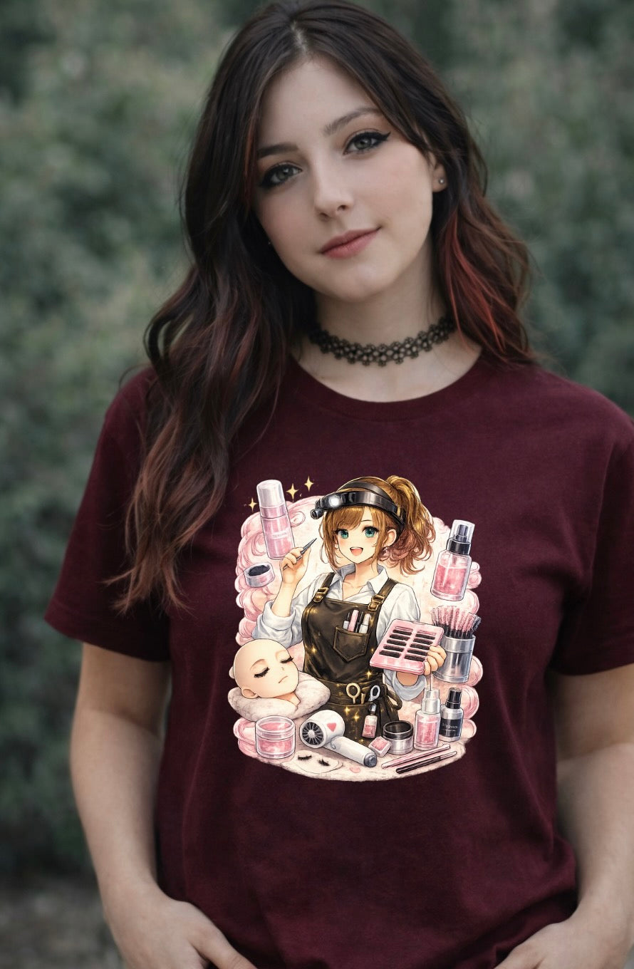 Cute Anime Esthetician Graphic T-Shirt – Lash Tech Girl Tee | Soft Cotton Unisex Shirt