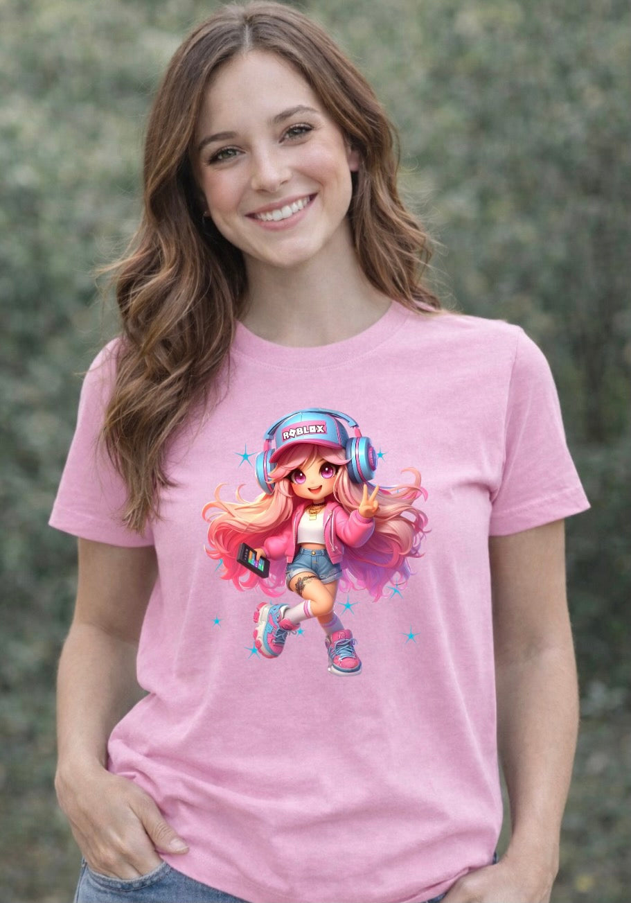 Cute Chibi Gamer Girl Graphic T-Shirt – Gaming Aesthetic Unisex Tee - Soft Cotton Everyday Shirt