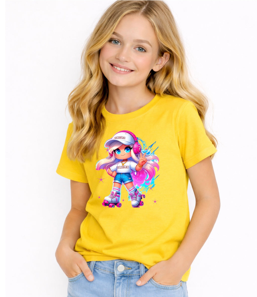 Kids Gamer Girl T-Shirt – Cute Skater Avatar Graphic Tee | Gaming Inspired Youth Shirt
