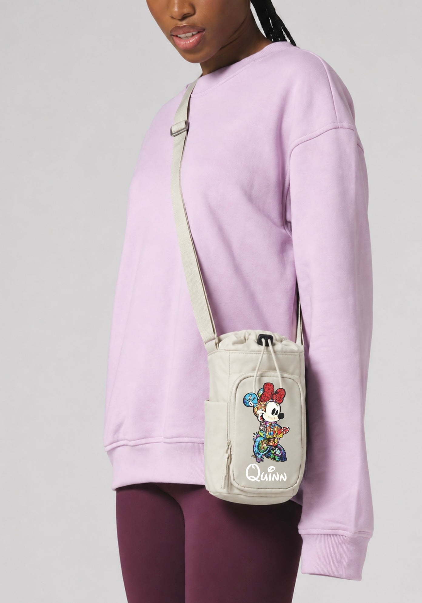 Personalised Minnie Mouse Disney Crossbody Water Bottle Carrier