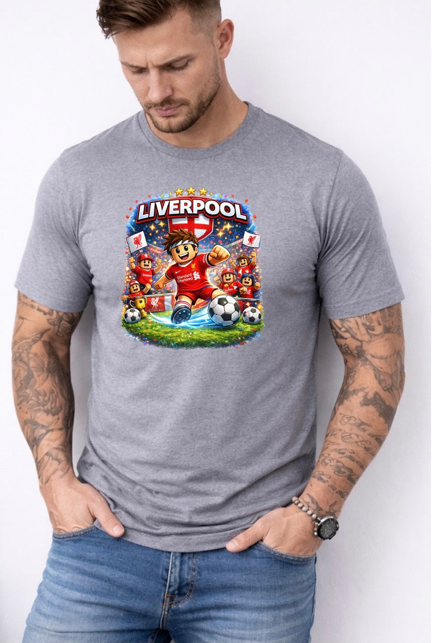 Liverpool Football Fan Graphic T-Shirt – Cartoon Soccer Supporter Unisex Tee - Match Day Shirt