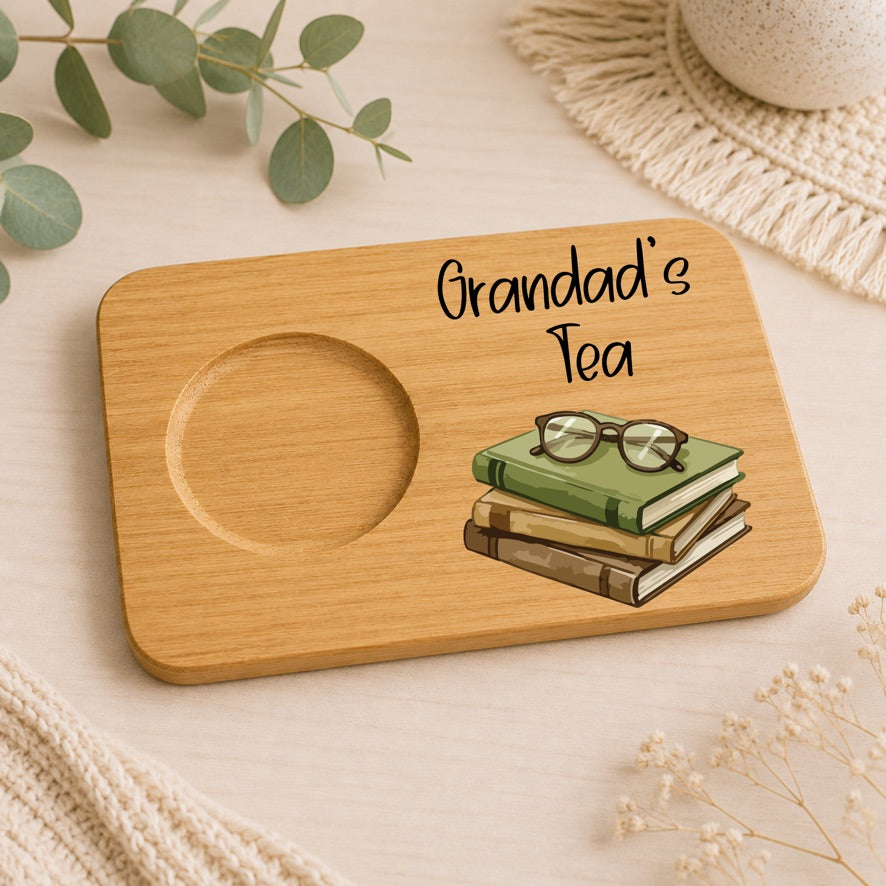 Personalised Bamboo Tea & Biscuit Board | Custom Grandad Tea Board | Wooden Tea Tray | Tea Lover Gift | Father's Day Gift | Personalised Snack Board