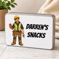Personalised Builder Snack Tin | Custom Builder Lunch Tin | Personalised Snack Storage Tin | Construction Worker Gift | Builder Treat Box | Personalised Metal Tin