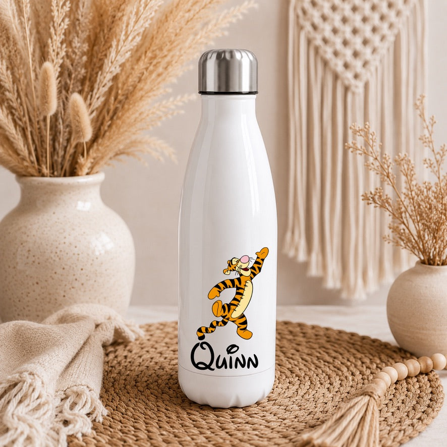 Personalised Tigger Water Bottle | Custom Drinks Bottle | Name Water Bottle | Reusable Bottle | School Water Bottle | Gym Bottle | Gift for Kids & Adults