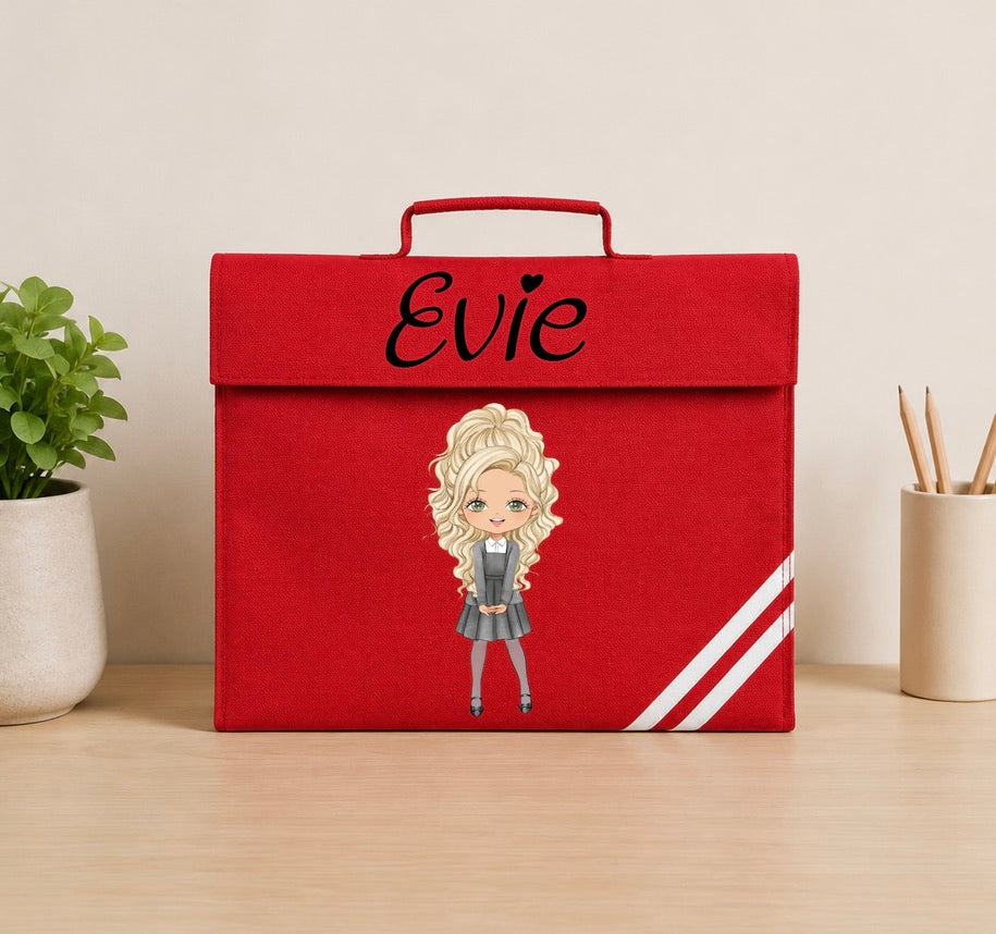 Personalised School Girl Book Bag – Custom Chibi Design 🎒✨
