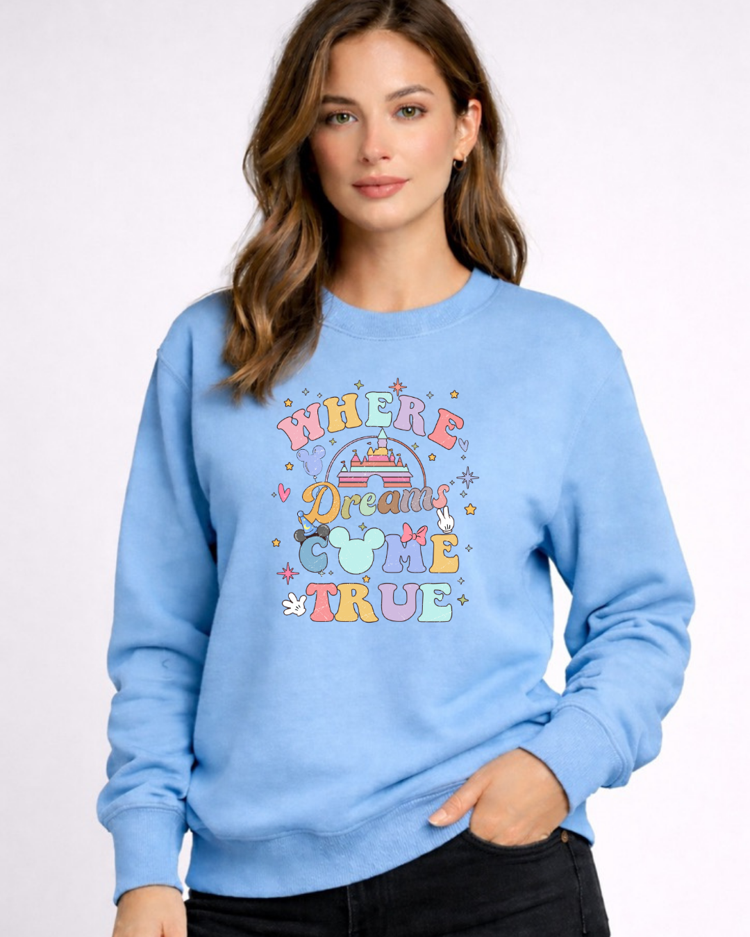 Where Dreams Come True Disney Sweatshirt – Cozy Graphic Crewneck, Unisex Disney Style Jumper