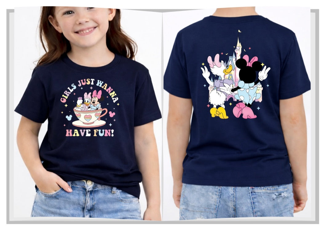 Girls Just want Have Fun Disney Kids T-Shirt | Disney Everyday Tee | Disney Outfit