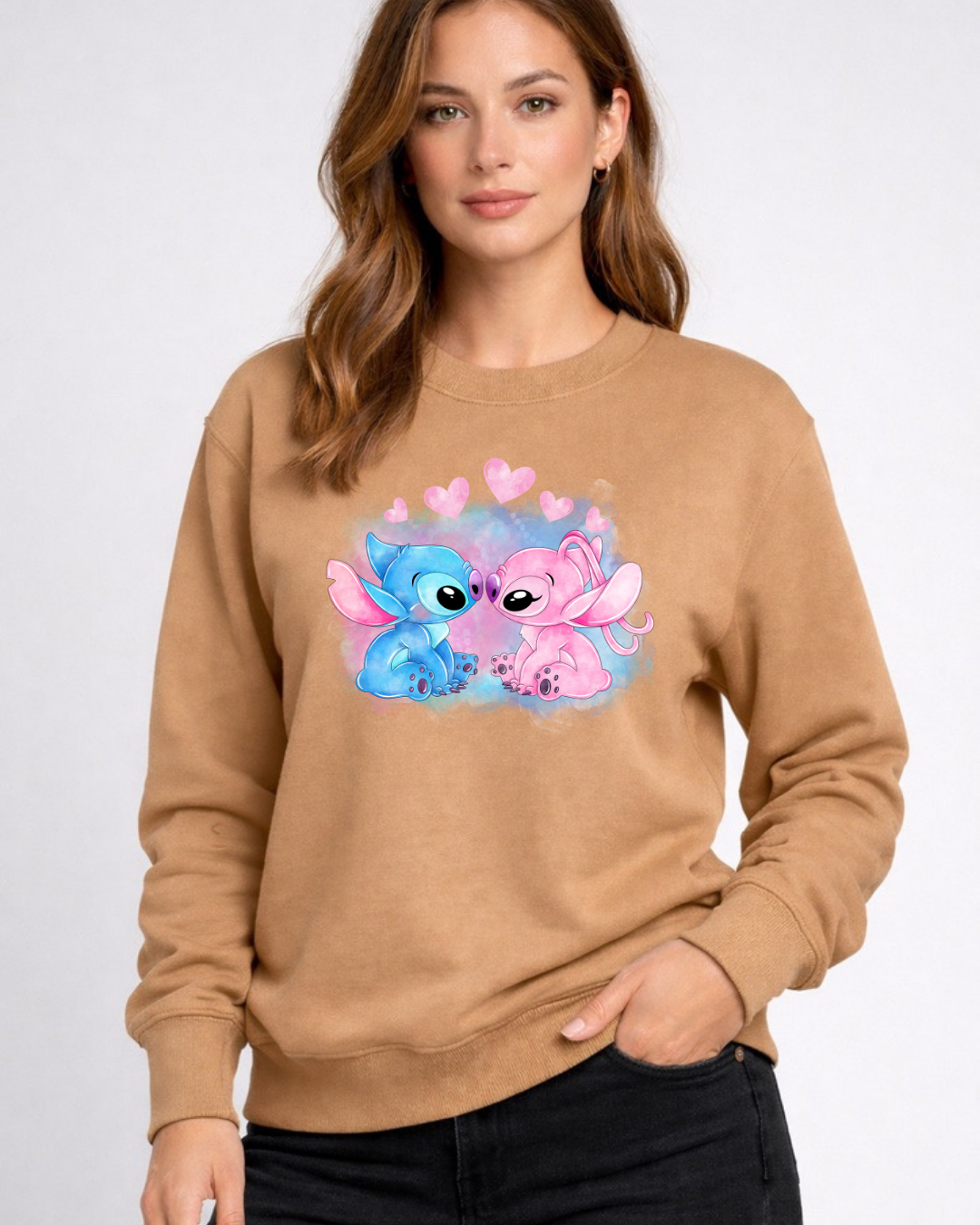 Stitch & Angel Disney Sweatshirt – Cozy Graphic Crewneck, Unisex Disney Style Jumper