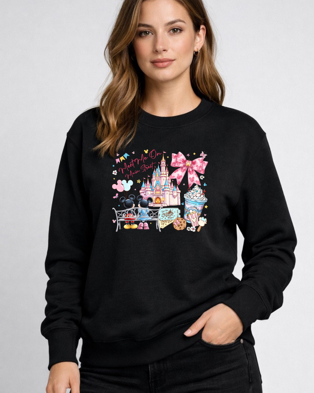 Meet Me On Main Street Disney Sweatshirt – Cozy Graphic Crewneck, Unisex Disney Style Jumper
