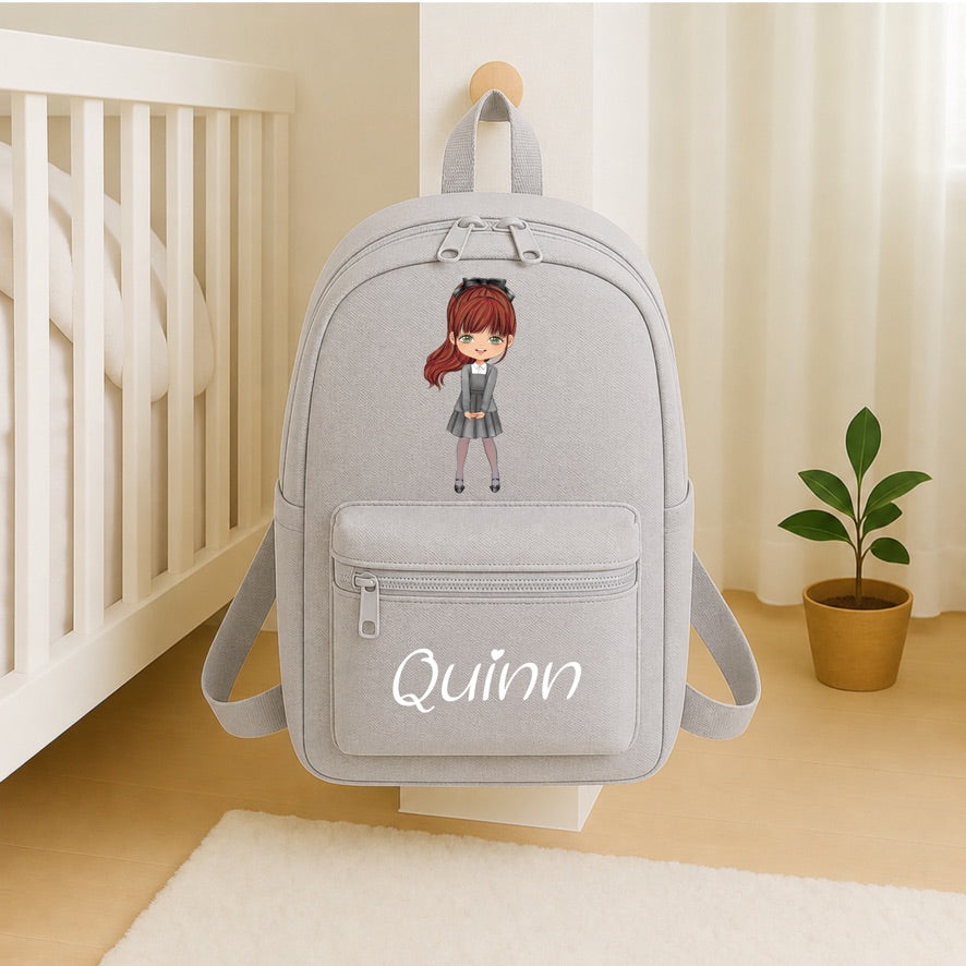 Personalised Fringe School Girl Backpack | Custom Name Kids School Bag | School Girl Backpack | Nursery Bag | Back to School Rucksack | Children's School Bag