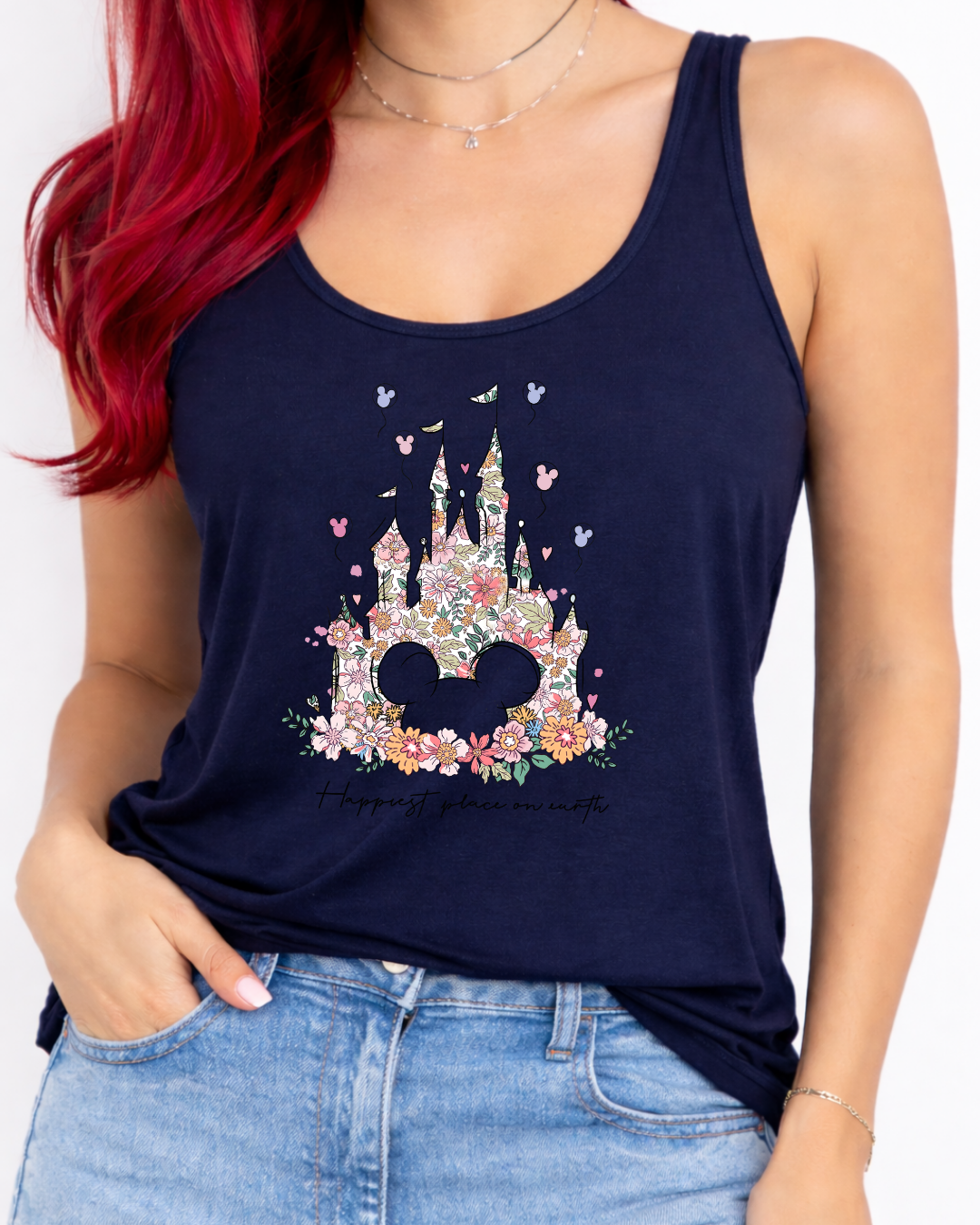 Flower Castle Happiest Place On Earth Disney Vest Top, Disney Tank Top Women, Disney World Outfit, Disney Holiday Shirt, (Copy)