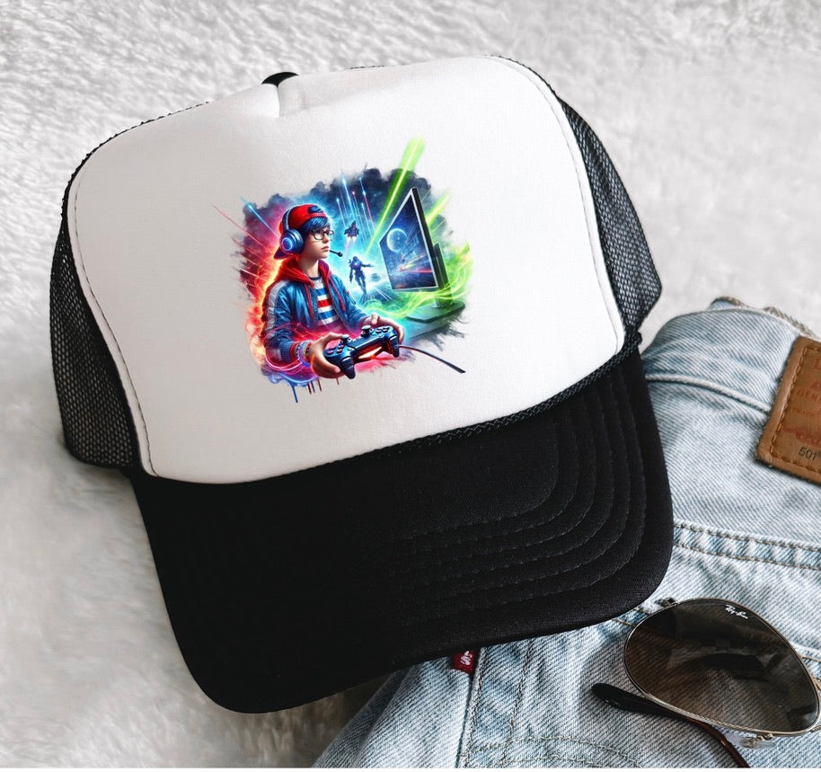 Kids Pro Gamer Trucker Cap | Cool Gaming Cartoon Baseball Hat