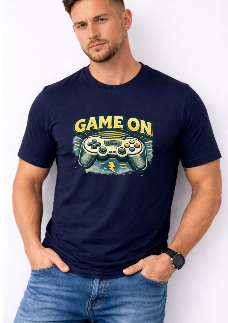 Game On Gamer T-Shirt – Retro Video Game Controller Graphic Tee – Funny Gaming Shirt for Men – Gift for Gamers