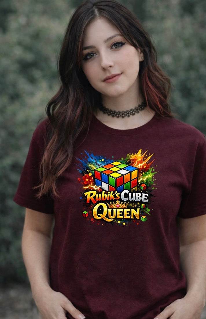 Rubik’s Cube Queen T-Shirt – Puzzle Lover Unisex Tee | Cute Gamer Math Brain Shirt