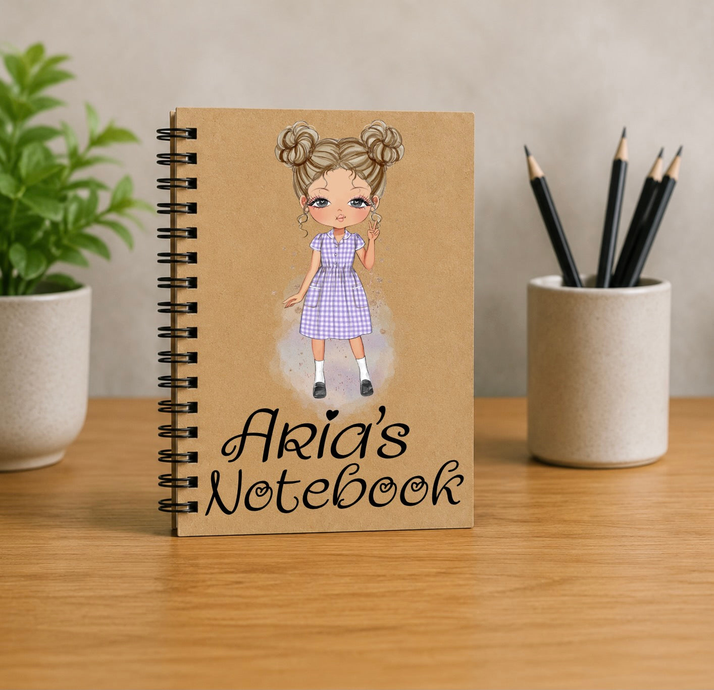 Personalised Summer Dress School Girl Notebook