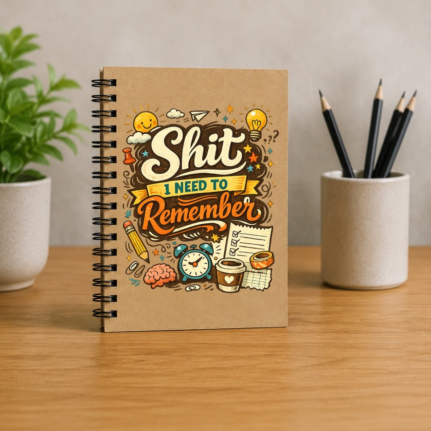 Sh*t I Need to Remember Notebook | Funny Swear Word Notebook | Spiral Journal | Daily Planner | Work Notebook | Gift for Forgetful People