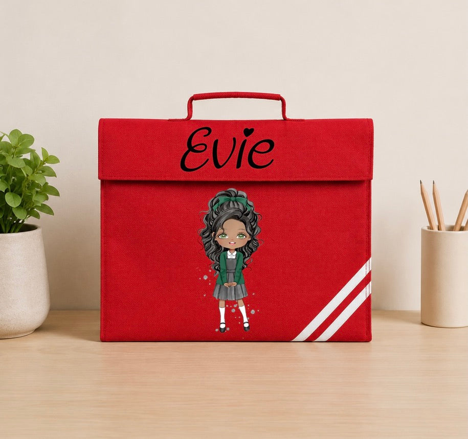 Personalised School Girl Book Bag – Custom Chibi Design 🎒✨