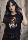 Sugar Skull Mama T-Shirt – Day of the Dead Mom Graphic Tee, Gothic Coffee Lover Shirt