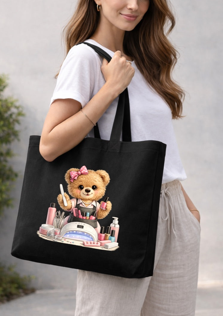 Nail Tech Teddy Bear Tote Bag