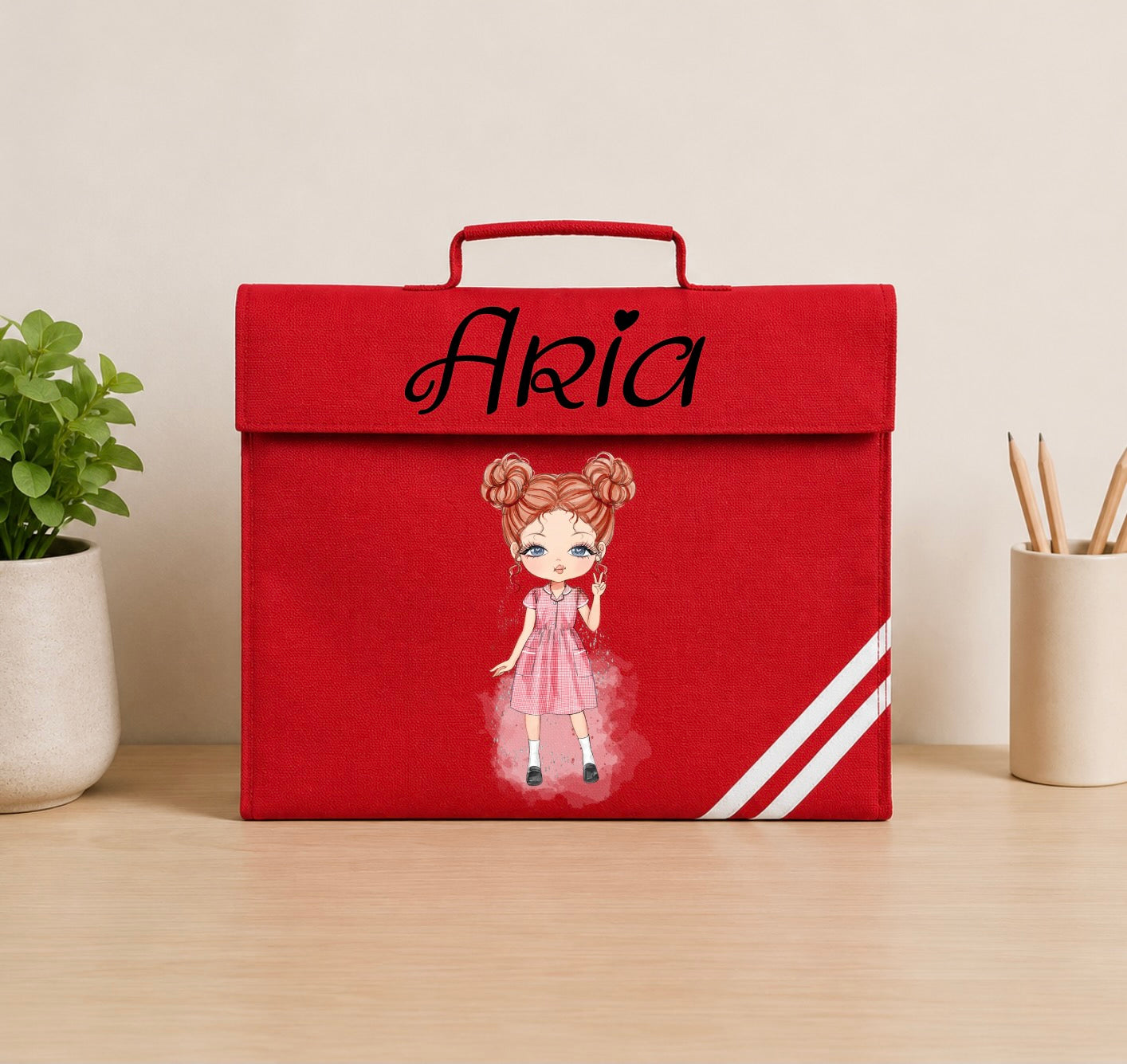 Personalised Summer Dress School Girl Book Bag – Custom Chibi Design 🎒✨
