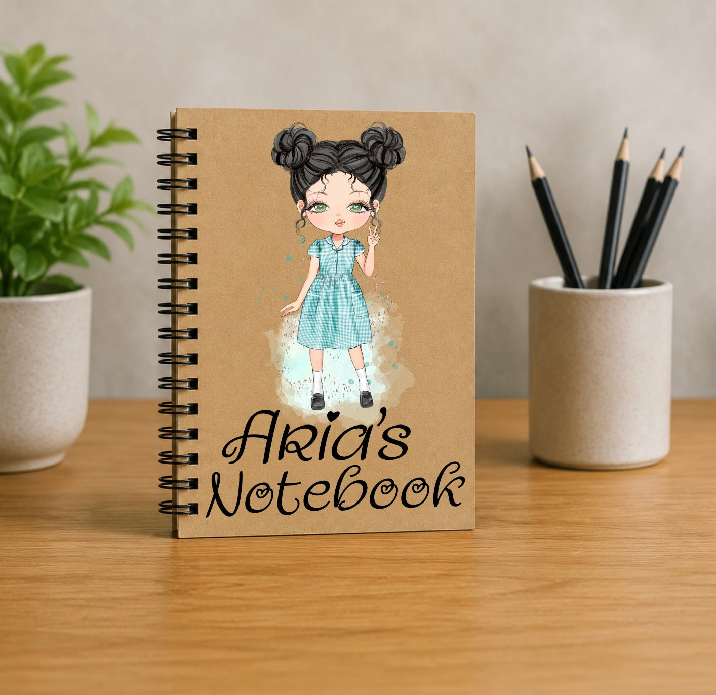 Personalised Summer Dress School Girl Notebook