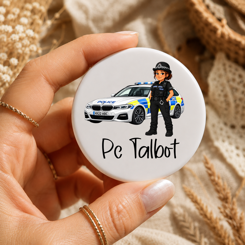 Personalised Female Police Officer Badge | Custom Police Button Badge | Personalised Police Gift | UK Police Officer Badge | Police Name Badge | Gift for Police Staff