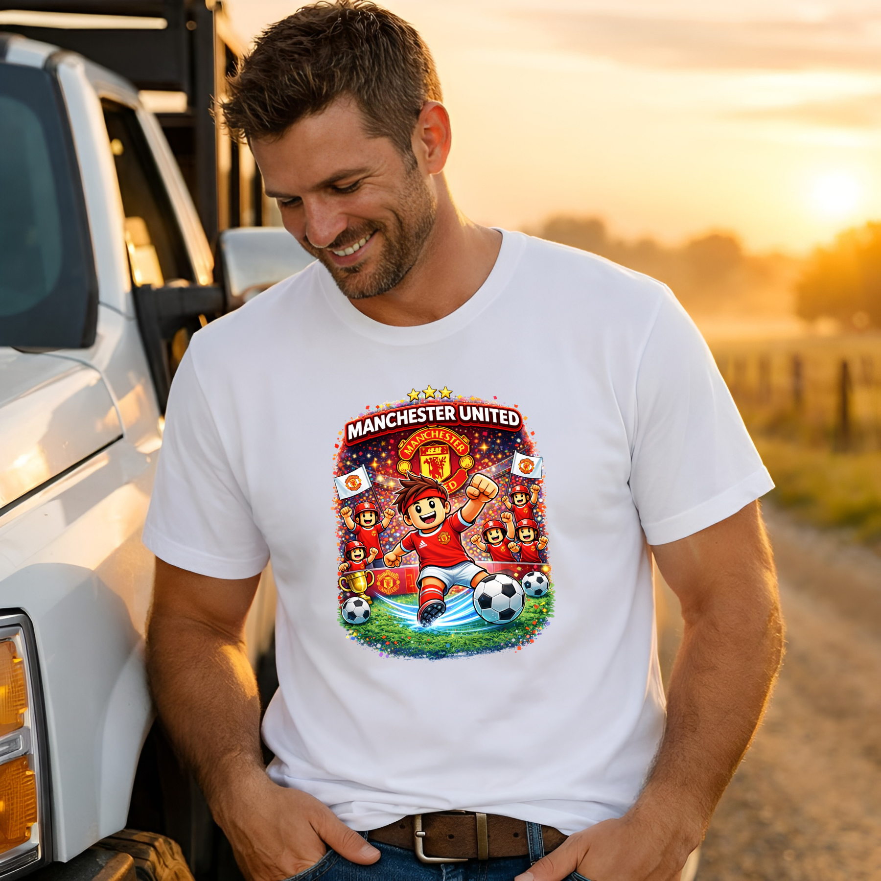 Manchester United Football Fan Graphic T-Shirt – Cartoon Soccer Supporter Unisex Tee - Match Day Shirt