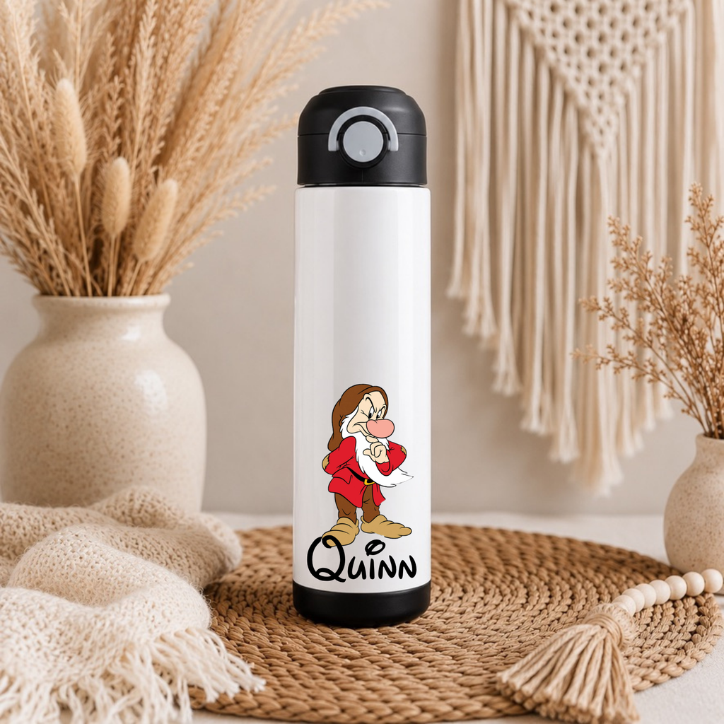 Personalised Grumpy Water Bottle with Straw Lid | Custom Name Water Bottle | Reusable Drinks Bottle | School Bottle | Gym Bottle | Travel Bottle
