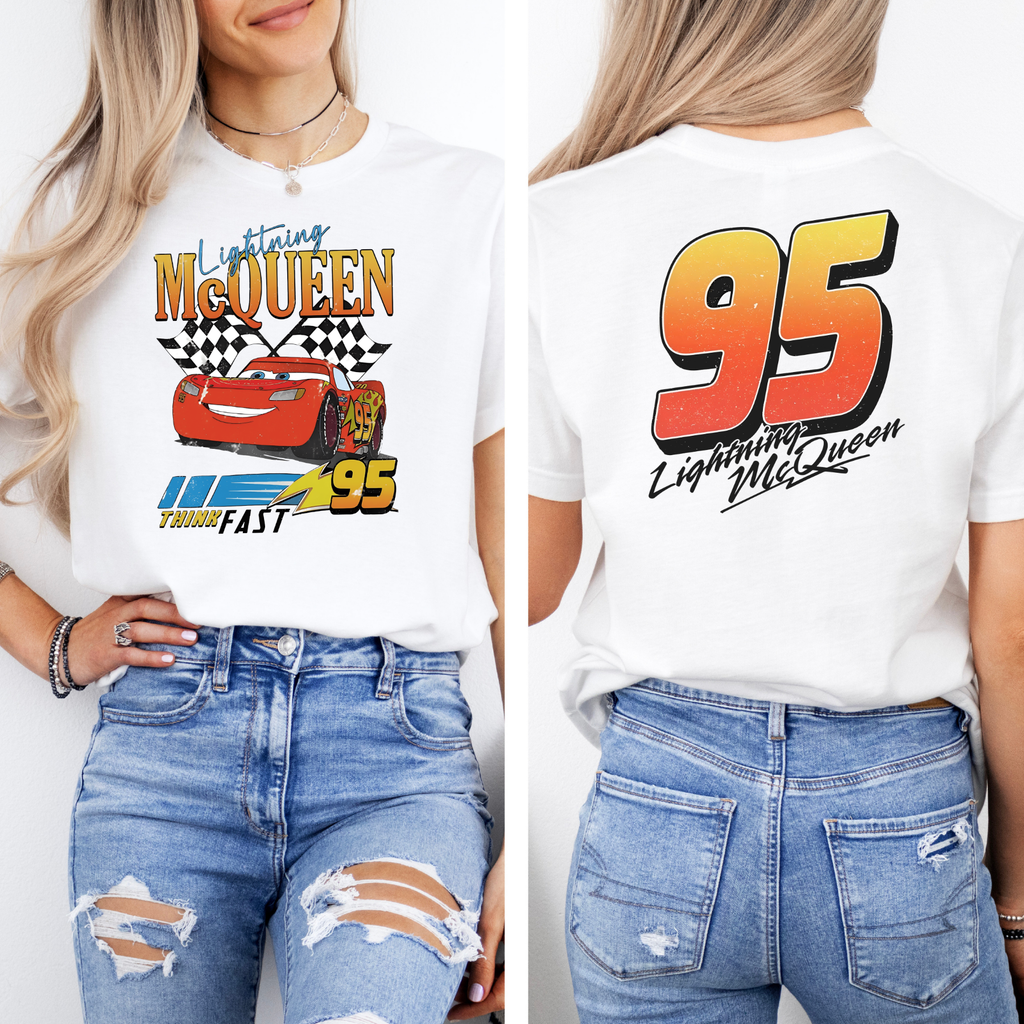 Racing Car 95 Front & Back Graphic T-Shirt – Vintage Speed Champion Tee