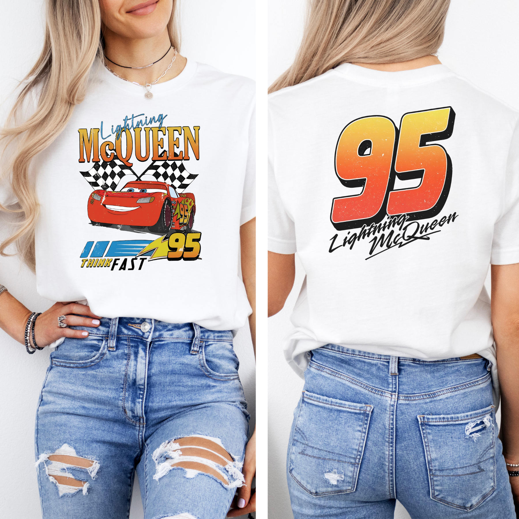 Racing Car 95 Front & Back Graphic T-Shirt – Vintage Speed Champion Tee